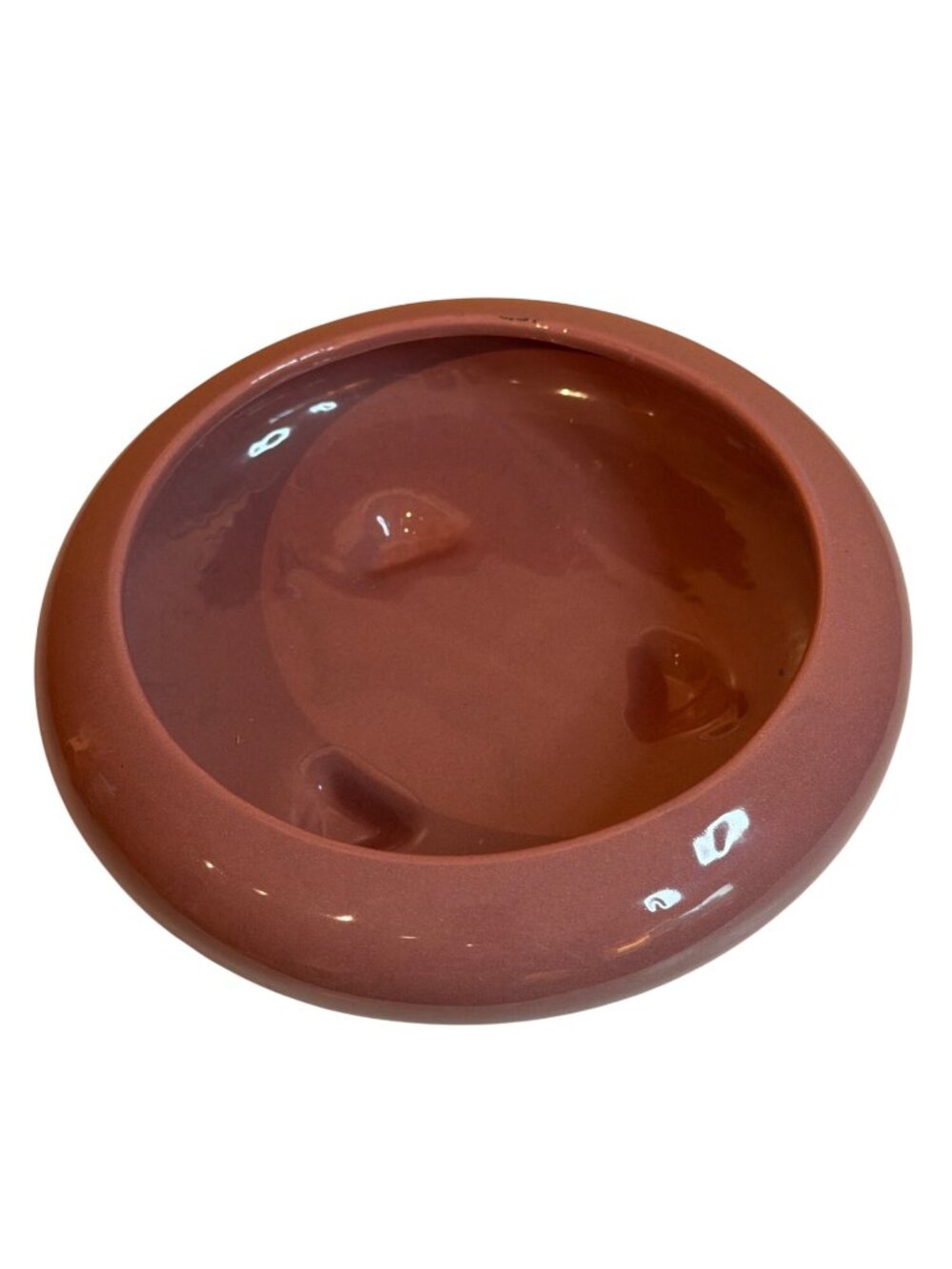 Vintage Planter Round Wide Dark Pink Pottery Home Decor 9" 80s